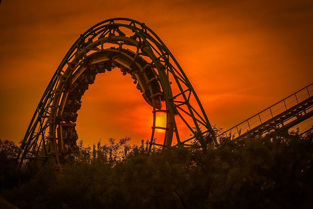 roller coaster, amusement park, sunset-526534.jpg